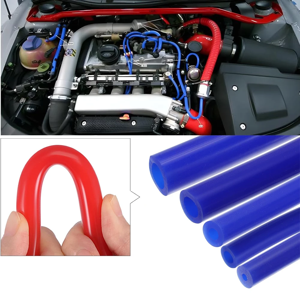 Universal 3/5/4/6/8/10/12/14mm Auto Car Vacuum Silicone Hose Racing Line Pipe Tube Blue 1 meter