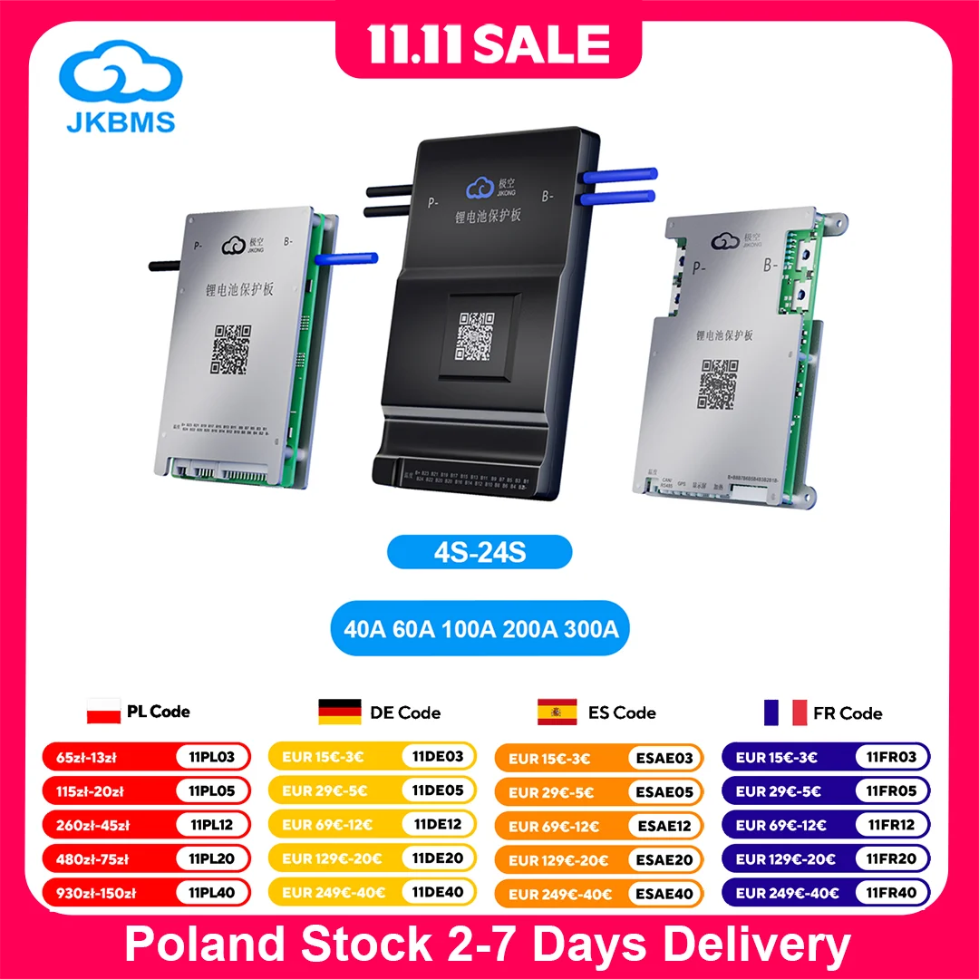 JIKONG JKBMS Active Balance Bms 8S 12S 13S 14S 16S 17S 20S 24S Smart Bms 60A 80A 100A 150A 200A 600A Lifepo4 Li-Ion Lto Battery