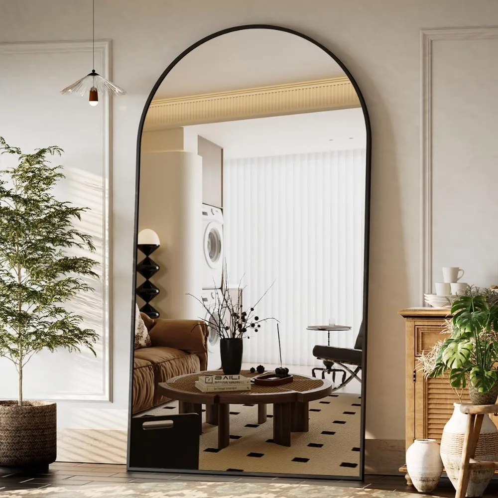 

77"x38" Large Arch Mirror Full Length, Oversized Wall Mirrors With Aluminum Alloy Frame, Full Body Floor Mirror For Bedroom, Dr