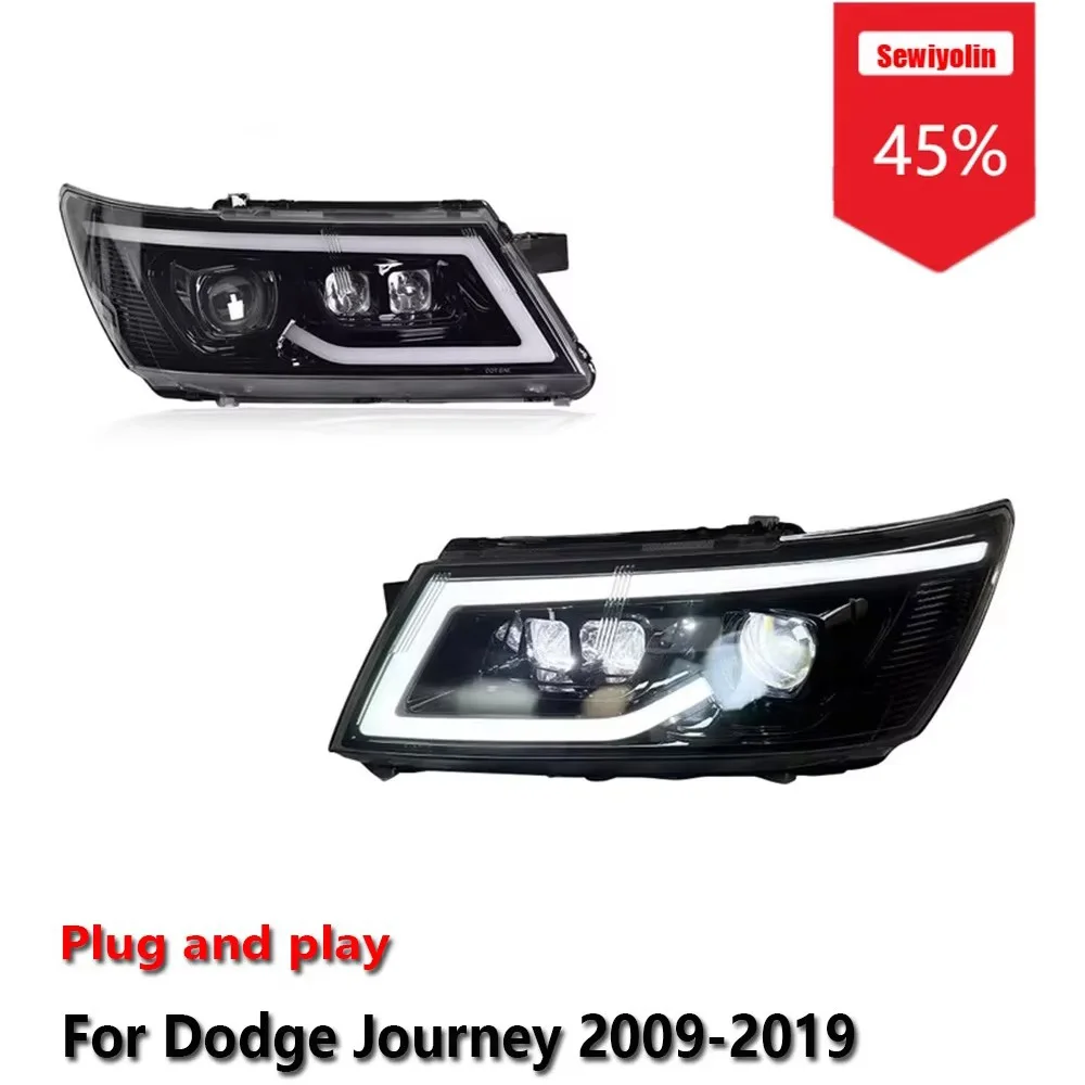 

Автомобильные светодиодные фары Sewiyolin в сборе для Dodge Journey 2009-2019, противотуманные фары DRL, стоп-сигнал, указатель поворота, Plug and Play