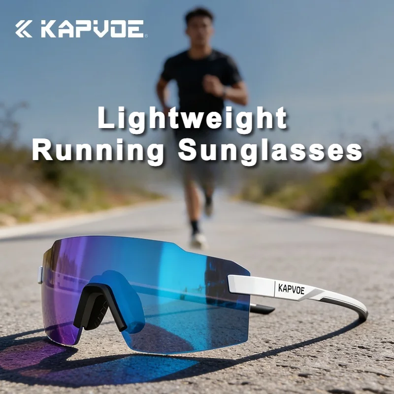 Kapvoe Herren UV400 Wanderbrille, Leichte Laufsonnenbrille, Fahrradbrille mit Verstellbarem Nasenpolster für Damen und Herren