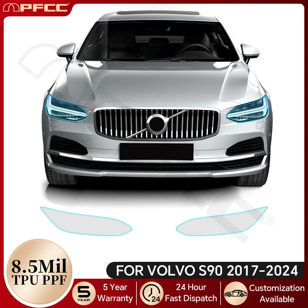 

For Volvo S90 2017-2024 Car Headlight Rearview TPU Paint Protection Film Pre-cut PPF Clear Bra Anti-scratch Kit Invisible Cover