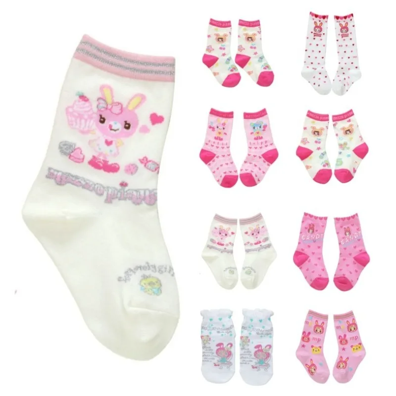 

Японские носки для девочек, длинные носки принцессы с милым сердечком и клубничным кроликом