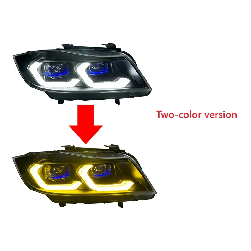 Assembly for BMW 3 Series 2005-2012 E90  Headlight LED  Lens Daytime Running Lights with Water Flow Turning