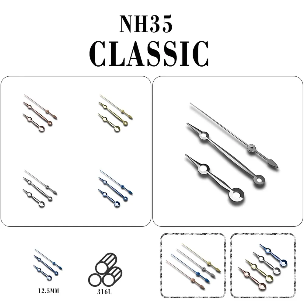MODIFIED WATCH HAND 3-HAND 12.5/16/16MM FOR NH35/NH36/4R/7S MOVEMENT
