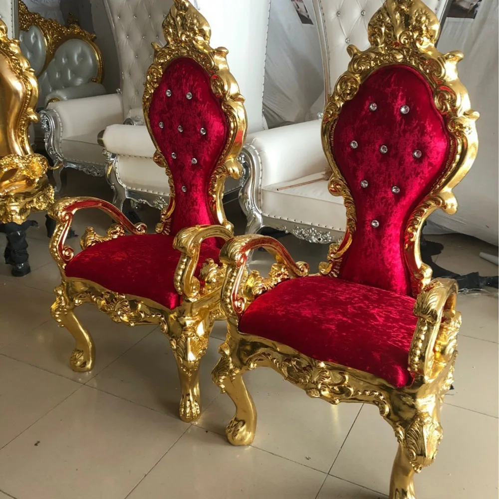 Wholesale Royal Gold Classic Wooden Throne Chair Modern Cheap High-back King Christmas Decorations Queen Throne Chair