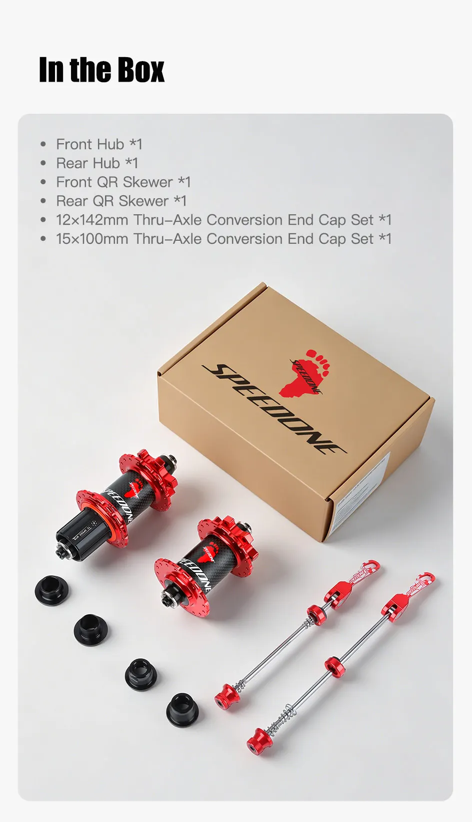 SPEEDONE Pilot Carbonfaser-Mountainbike-Nabensatz, leichtgewichtige MTB-Naben mit gedichteten Lagern, QR/TA Fahrradteile, Vorder- und Hinterräder-Naben – Detail 20