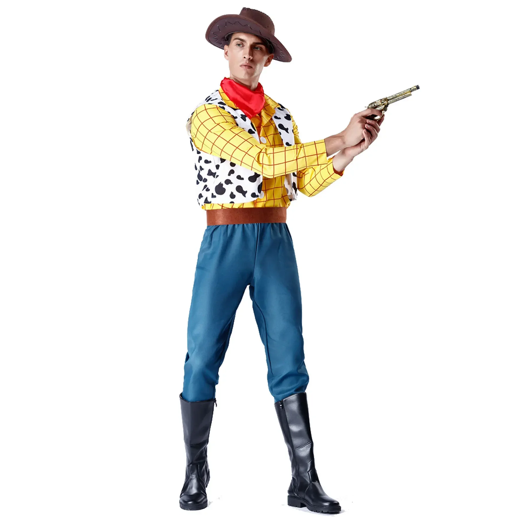 Spielzeug Geschichte Woody Cowboy Cosplay Outfit westlichen Cowboy Kostüm Frauen Männer und Jungen Mädchen Unisex Halloween Familie Party Spiel Uniform