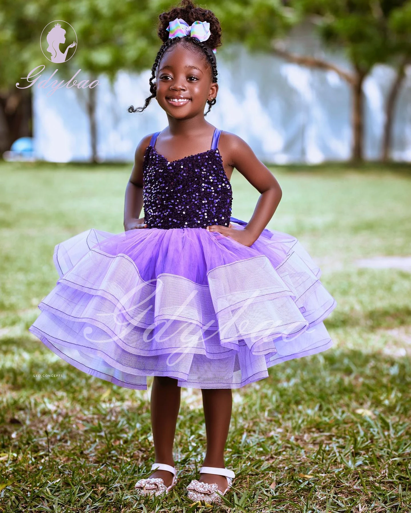 Purple Suspenders Flower Girl Dress For Wedding Shining Sequins Puffy Tulle Princess Kids Baby Party First Communion Ball Gown