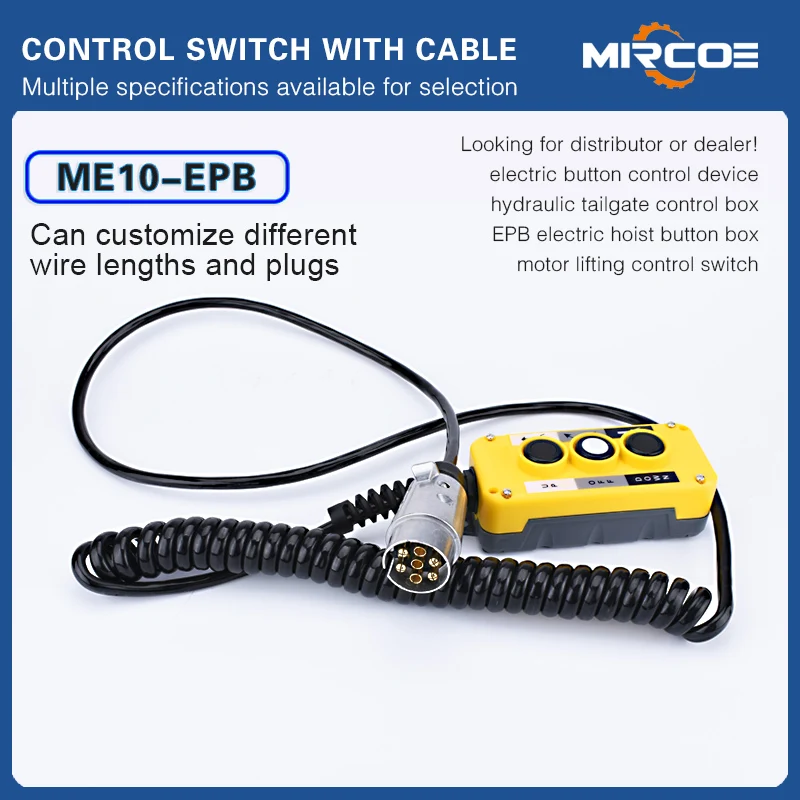 

Truck tailboard remote control lifting controller 2/3/4/5/6 button switch handle with wire With plug and cable