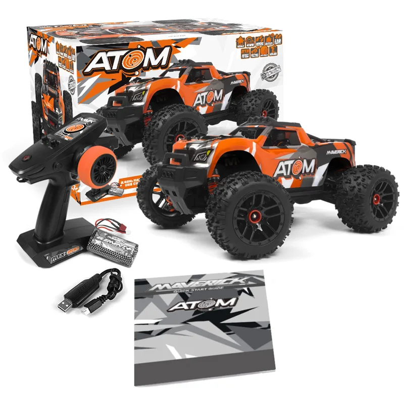 

HPI Maverick ATOM 1/18 Scale RC Monster Truck Electric 4WD Brushed Off Road LED Lights Water Resistant Ready To Run Model Car