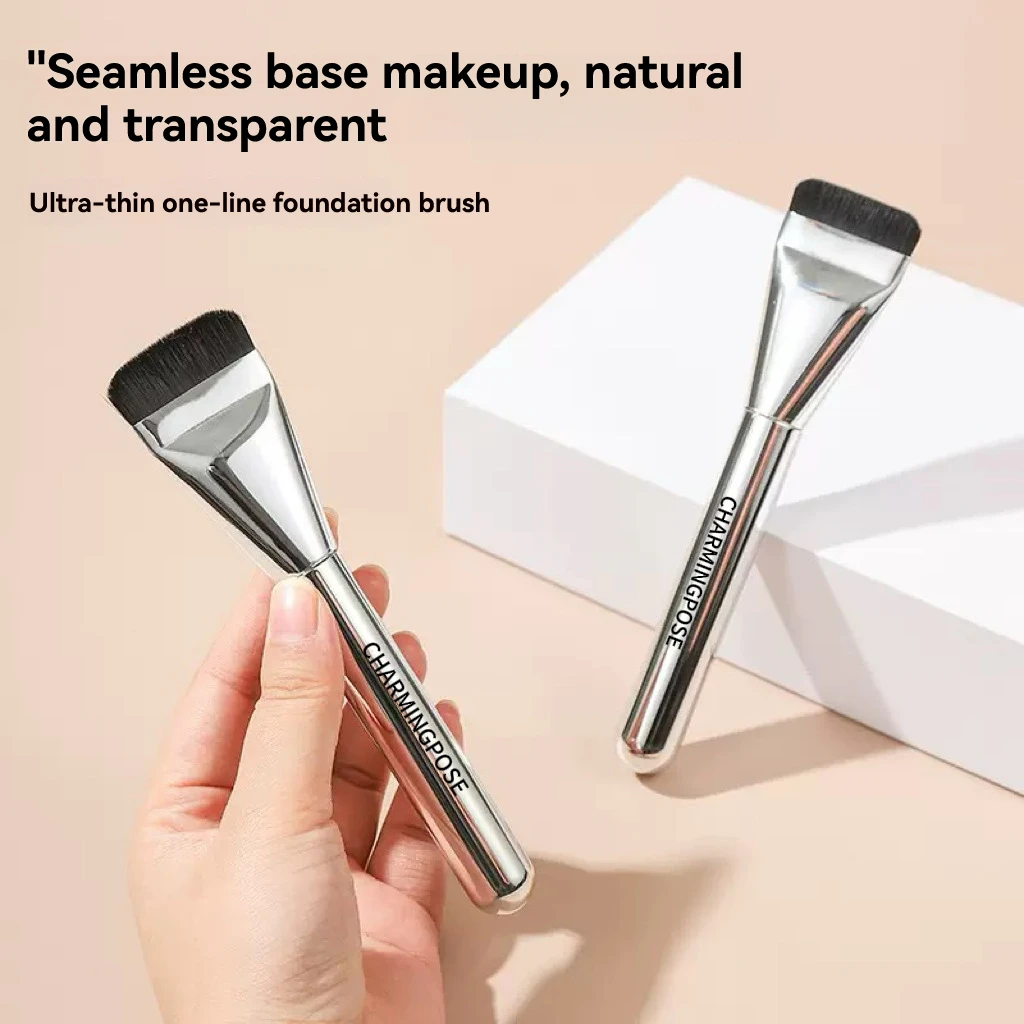 CHARMINGPOSE 완벽한 에어브러시 메이크업 키트 - 울트라 씬 플랫 파운데이션 브러시 & 리퀴드 & 크림용 메이크업 스펀지 1개 |   줄무늬 없음