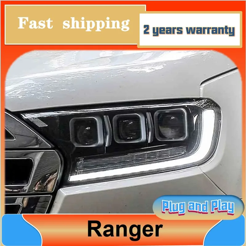 Car Styling for Ford Ranger Headlight 2016-2021 Raptor Head Light Everest Headlight DRL Turn Signal Low High Beam Projector Lens