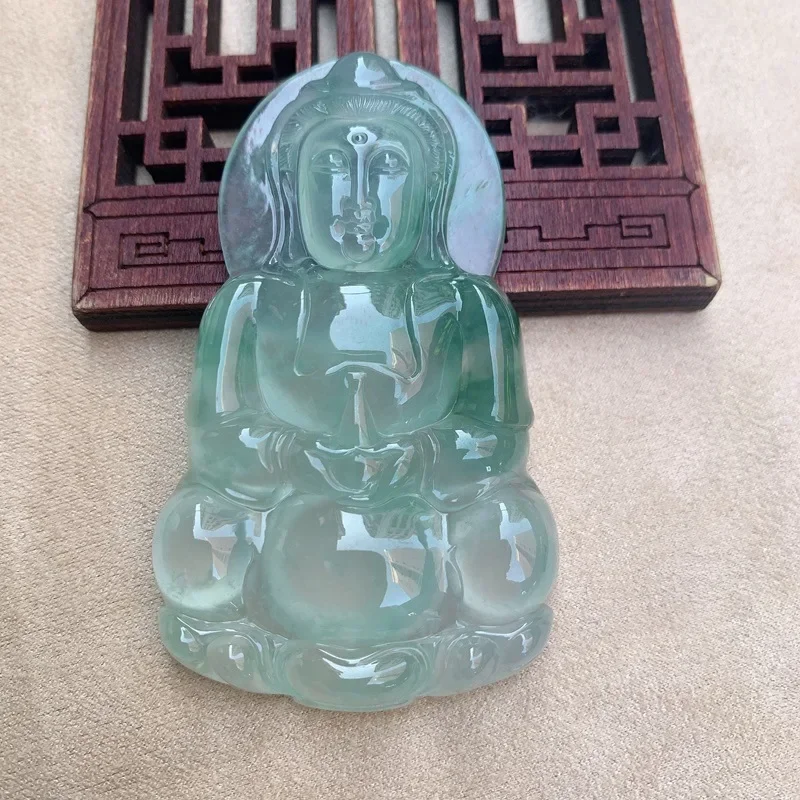 Natural Myanmar Mine Timber Jade Goddess of Mercy Pendant