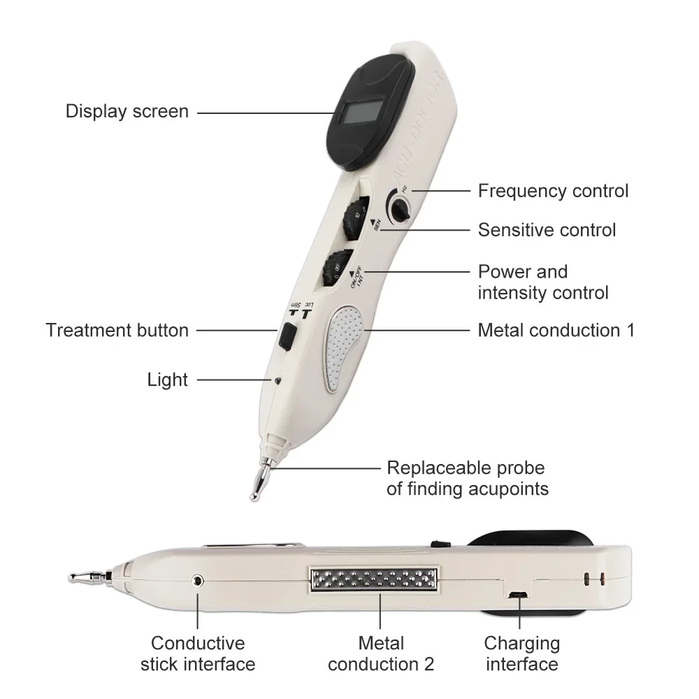 Electronic Acupuncture Pen TENS Point Detector With Digital Display Laser Therapy Heal Massage Acupoint Muscle Stimulator Device