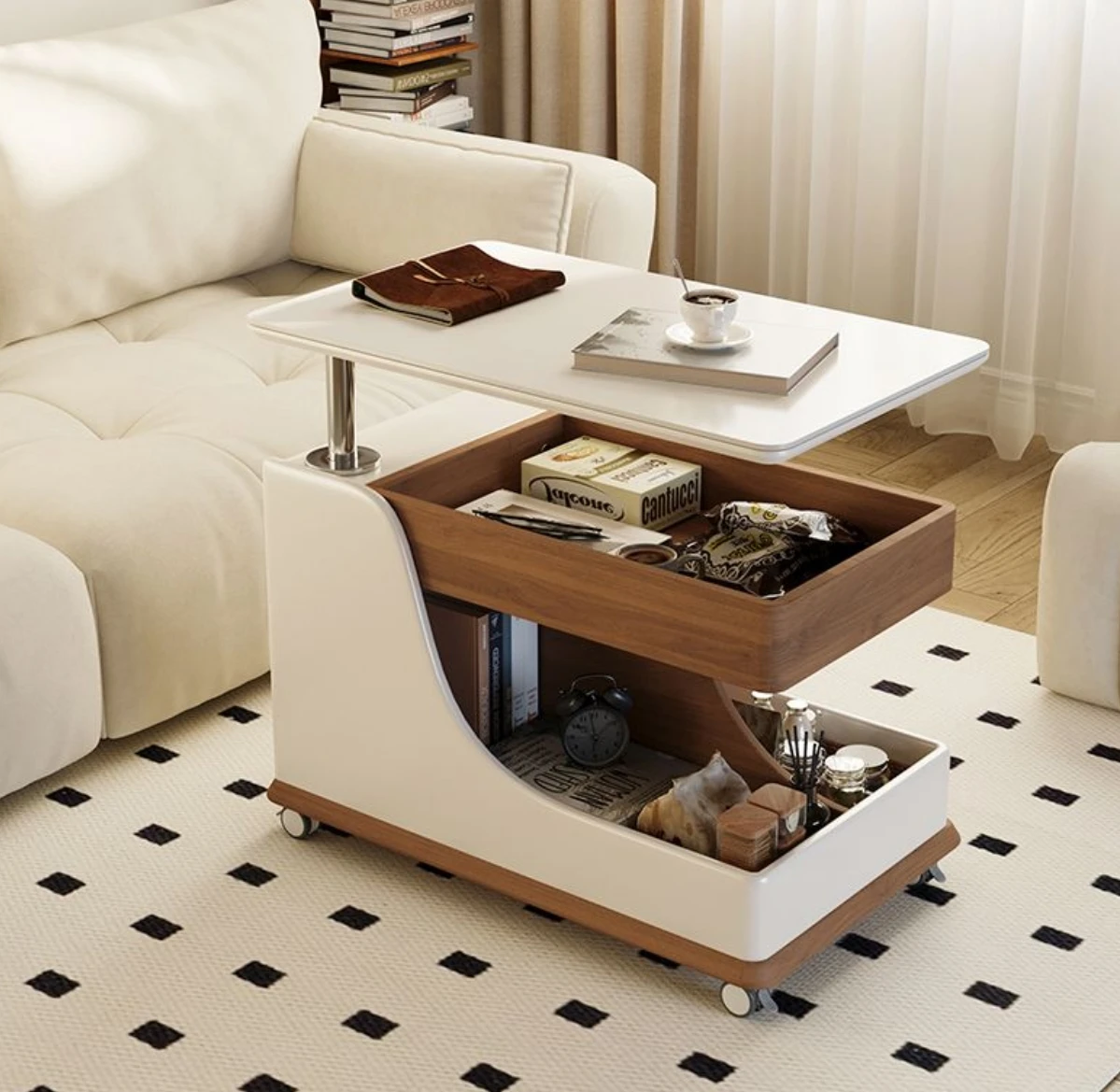 Cart Coffee Table Living Room Rock Board Small Multifunctional Lifting Tea Table Sofa Movable Side Table