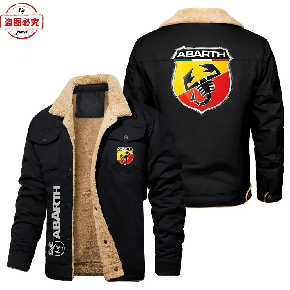 

Куртка с логотипом ABARTH, вельветовая, осенне-зимняя, теплая, мужская, с воротником-стойкой, рабочая одежда, одежда для гонщиков