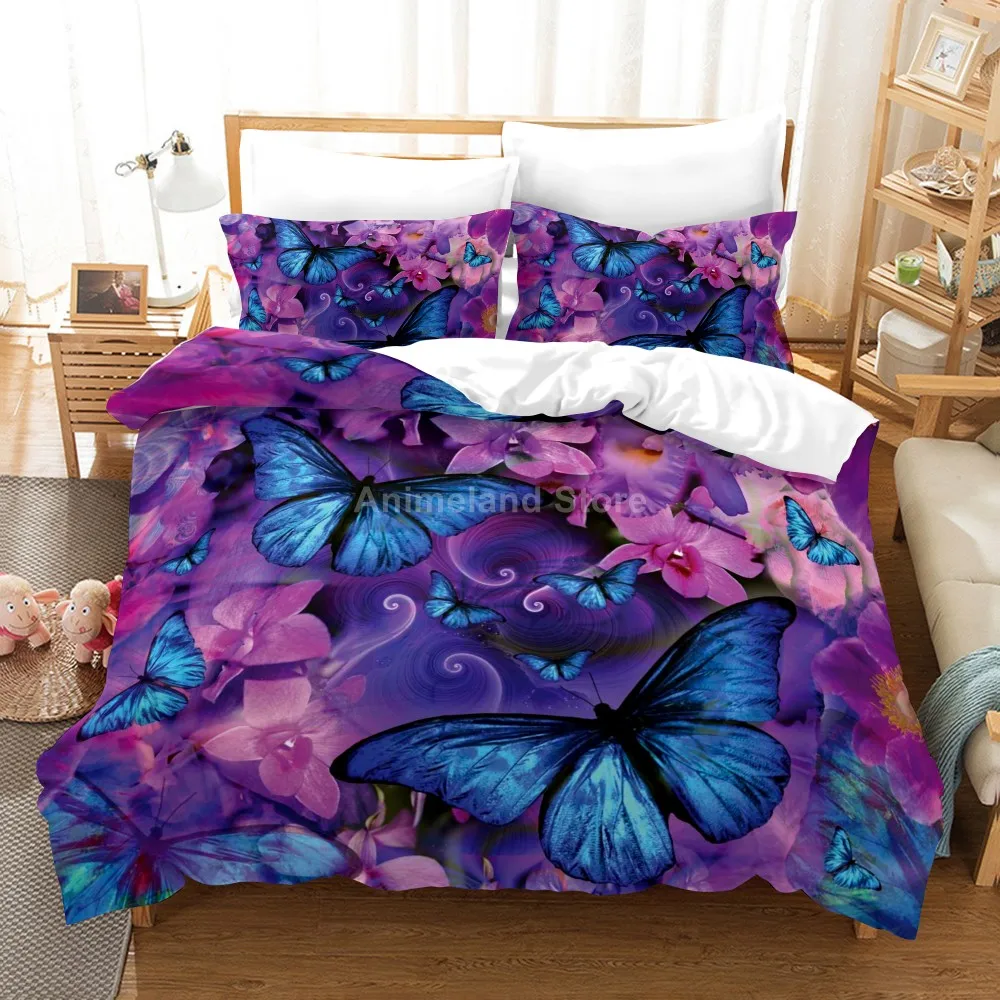 

Butterfly Flower 3D Print Comforter Bedding Sets Fantasy Queen Twin Single Size Duvet Cover Set Pillowcase Home Textile Luxury