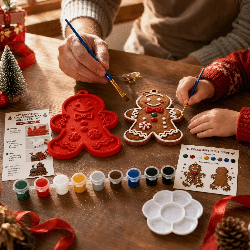 Gypsum Casting Christmas Mold Coloring Craft Set Christmas Craft Kit DIY Painting Craft Kit Pigment Set