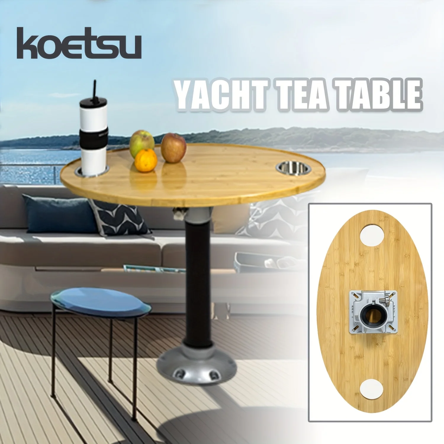 

Стол-лодочка KOETSU Стол для автофургонов, чайный столик овальной формы, съемный и простой в установке, подходит для яхт, кораблей, автофургонов, дворов