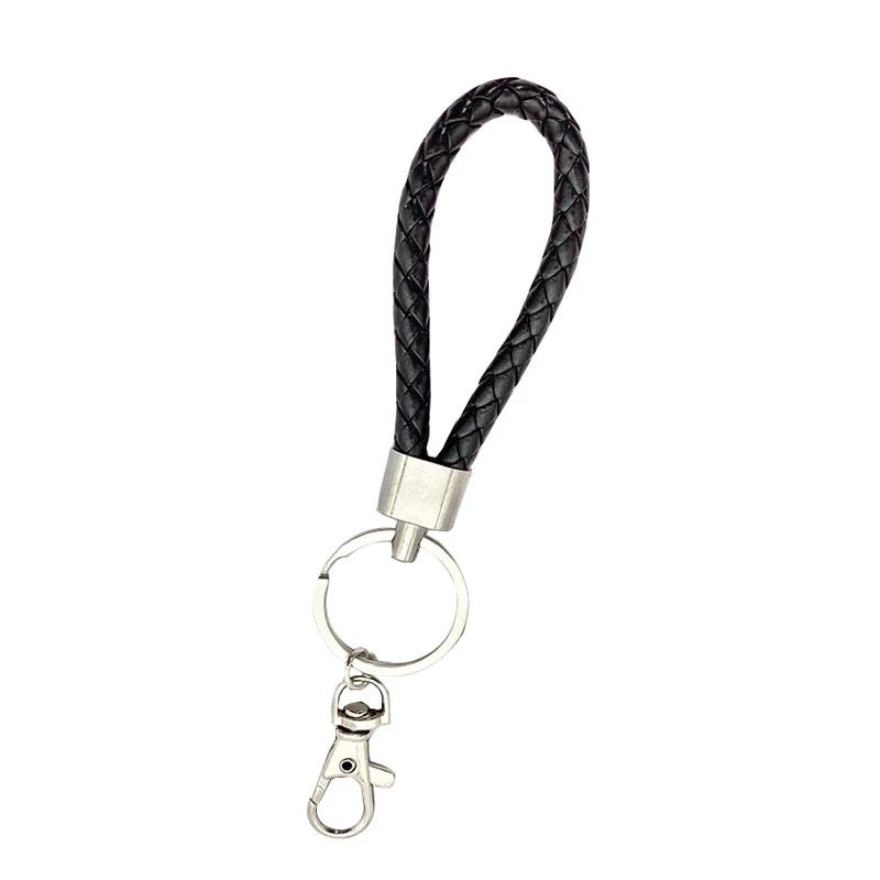 

Alloy Keychain Woven Leather Rope for Car House Keys Holder Ring Travel Bagpack Pendant Accessories Hanger Rope Hook Key Chain