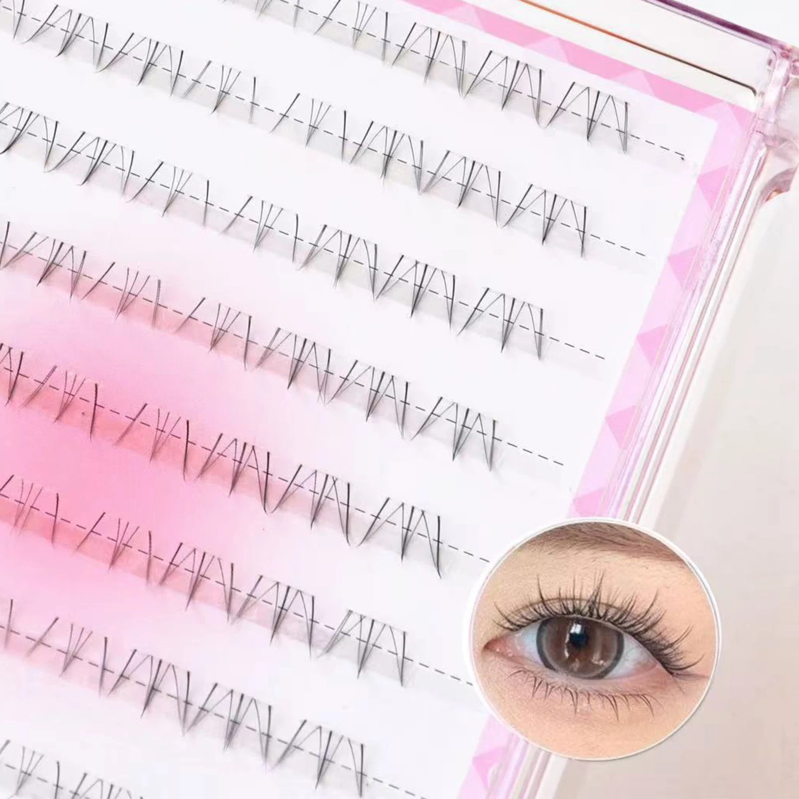 Natural Curl Lower False Eyelashes Transparent Band Cat Style Bottom Lashes Extension Mixed 5-6mm Comic Under Eye Lashes