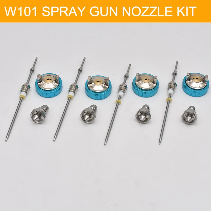 W-101 Spuitpistool Mondstuk 1.0/1.3/1.5/1.8Mm Mondstuk Kit Luchtverf Spuitpistool Mondstuk Kit Luchtspuitspuitpistool Onderdelen Gereedschap Voor Het Schilderen Van Auto 'S