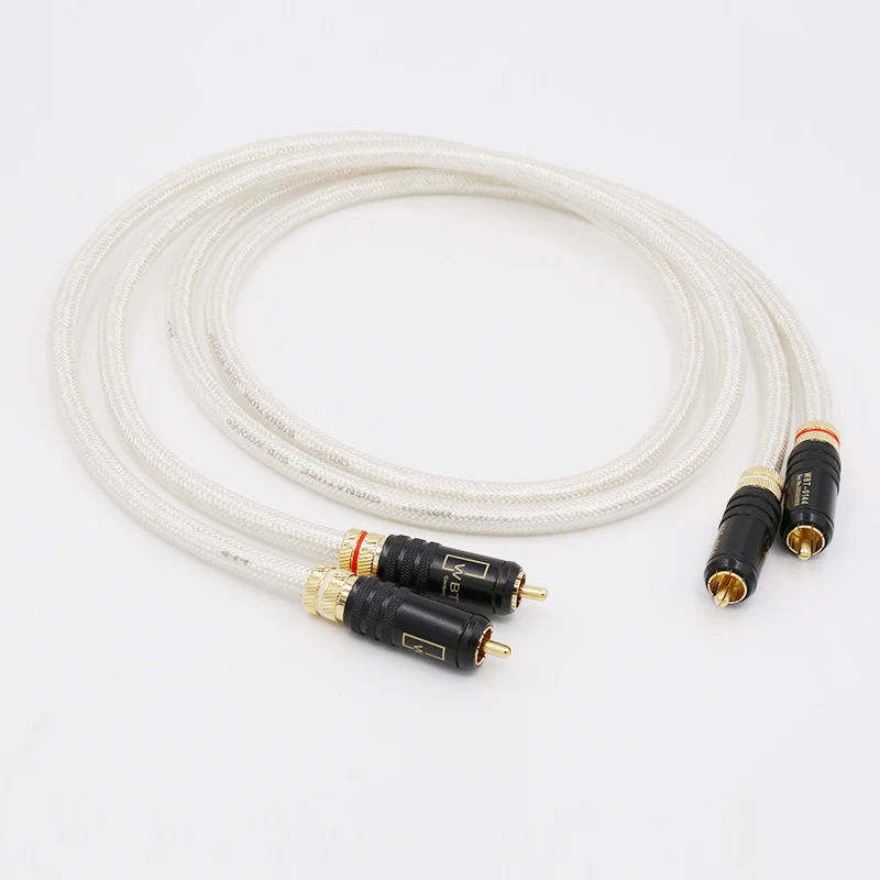 

Hifi Signature OFC QED Silver Plated fever Audio Line Interconnect RCA Cable With 0144 Gold Plated RCA Plug Audio Cable