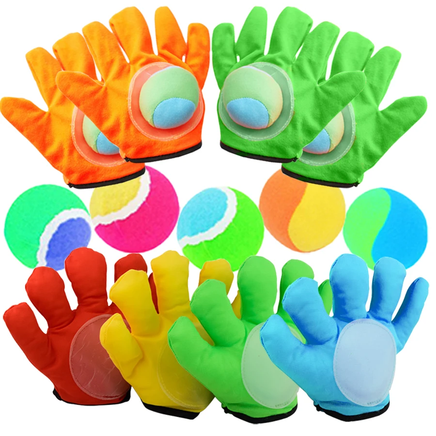 لزجة الكرة سترة قفازات مجموعة مع 5 قطعة 6 سنتيمتر لينة الكرة في الهواء الطلق التفاعلية رمي الكرة الرياضية لعبة لزجة الهدف لعبة الرمل مجموعة #4