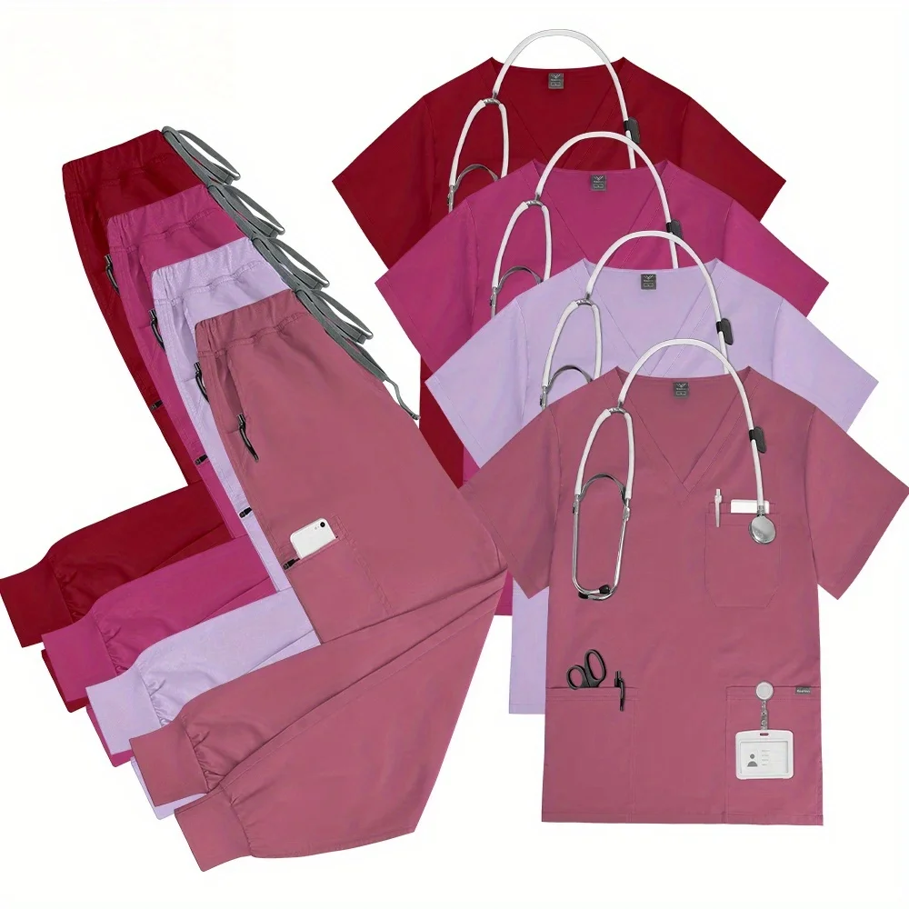 

Loungewear Suitable for Outerwear Double Layer Multifunctional Pocket Workwear Short Sleeve Long Pants Set