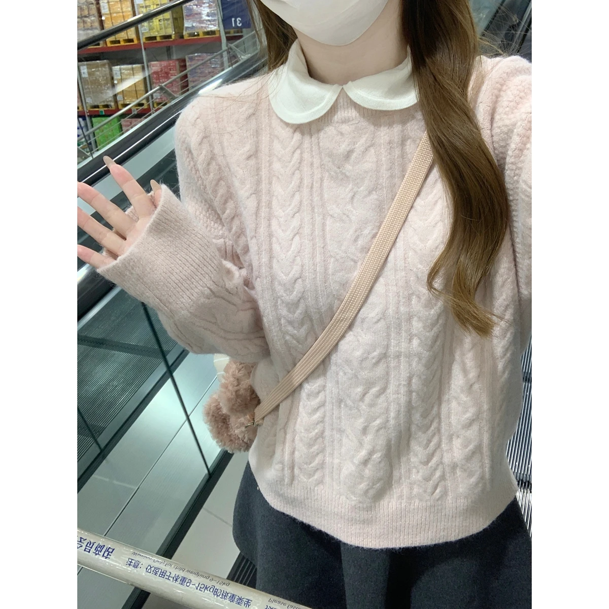 

Свободный вязаный свитер с длинными рукавами, модный, с круглым вырезом, в стиле Lazy Sle, молодежный, в корейском стиле, весна 2026, новинка