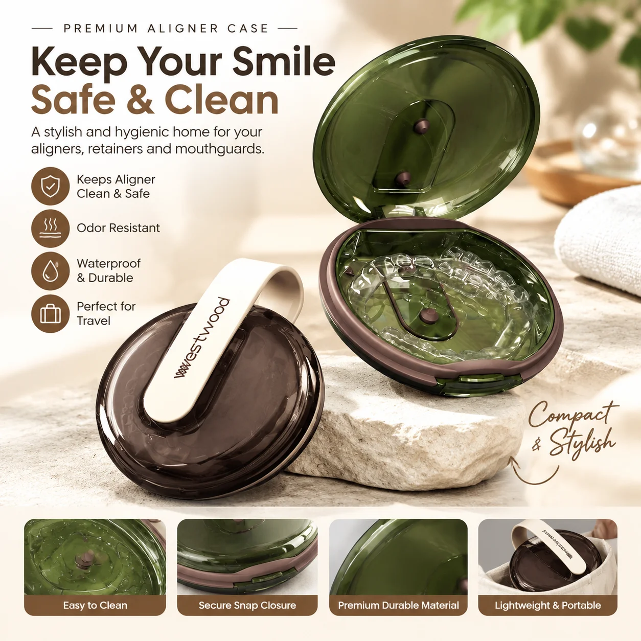Retainer Case for Invisible Braces Orthodontic Denture Bath Box Portable Cleaning Soak Container with Lid Travel Storage Holder