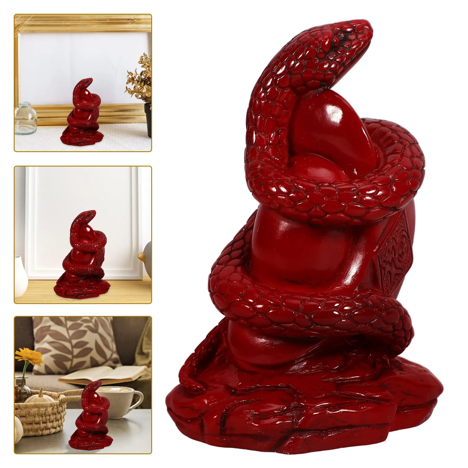 

Resin Snake Statue Chinese Zodiac Animal Sculpture Desktop Decor Home Office Garden Ornament Resin Craft Snake Decor