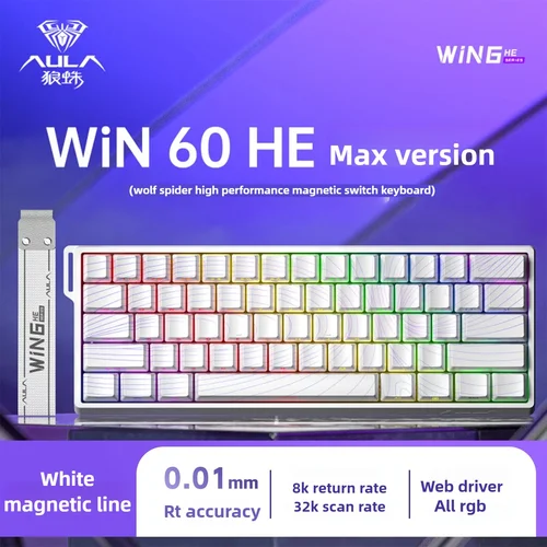 Imagen 2 del producto Aula Win60He teclado con interruptor magnético con cable Win 60 HE Teclado mecánico Esports Gamer Win68 teclados personalizados Win60 He regalos