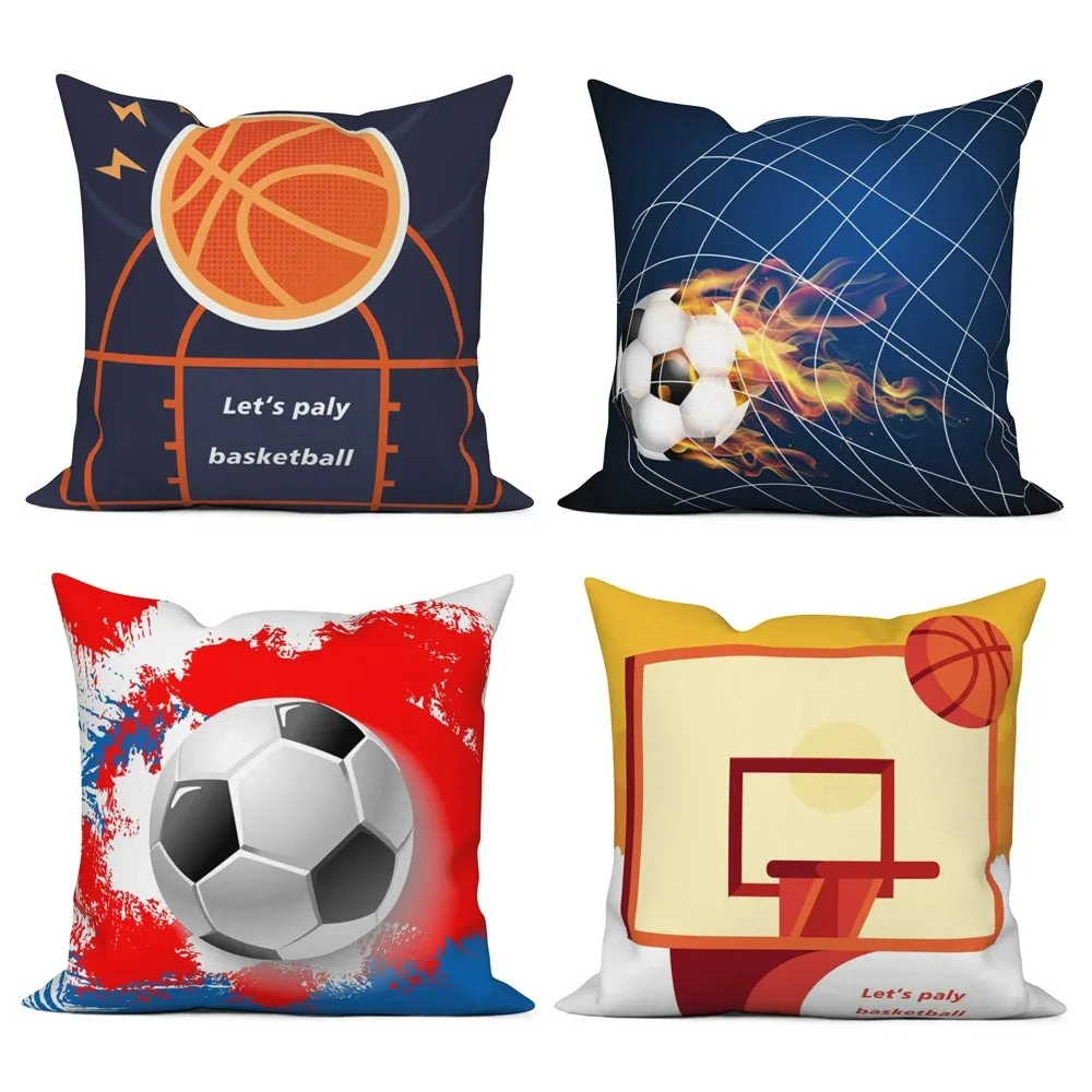 Football Sports Decorative Pillowcases Sofa Cushion Covers Basketball Pillowcases Bedroom Home Car Decoration