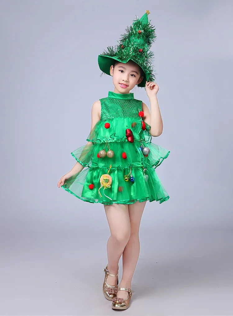 Christmas Children's Clothing Girls' Christmas Tree Dress Performance Dress Green Elf Kindergarten Performance Dress Little Tree