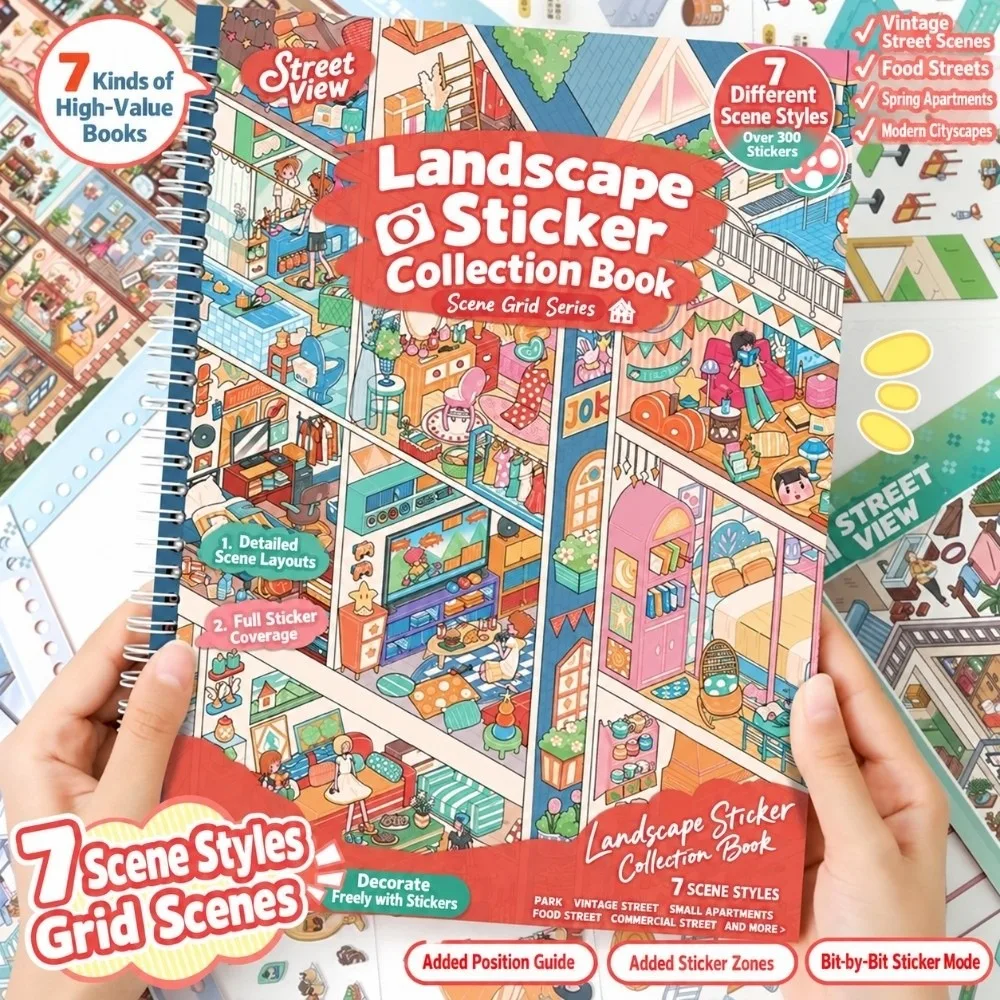 street-scene-grid-room-landscape-sticker-collection-book-pet-die-cut-3d-miniature-scene-stickers-collage-diy-cabin-scene-sticker