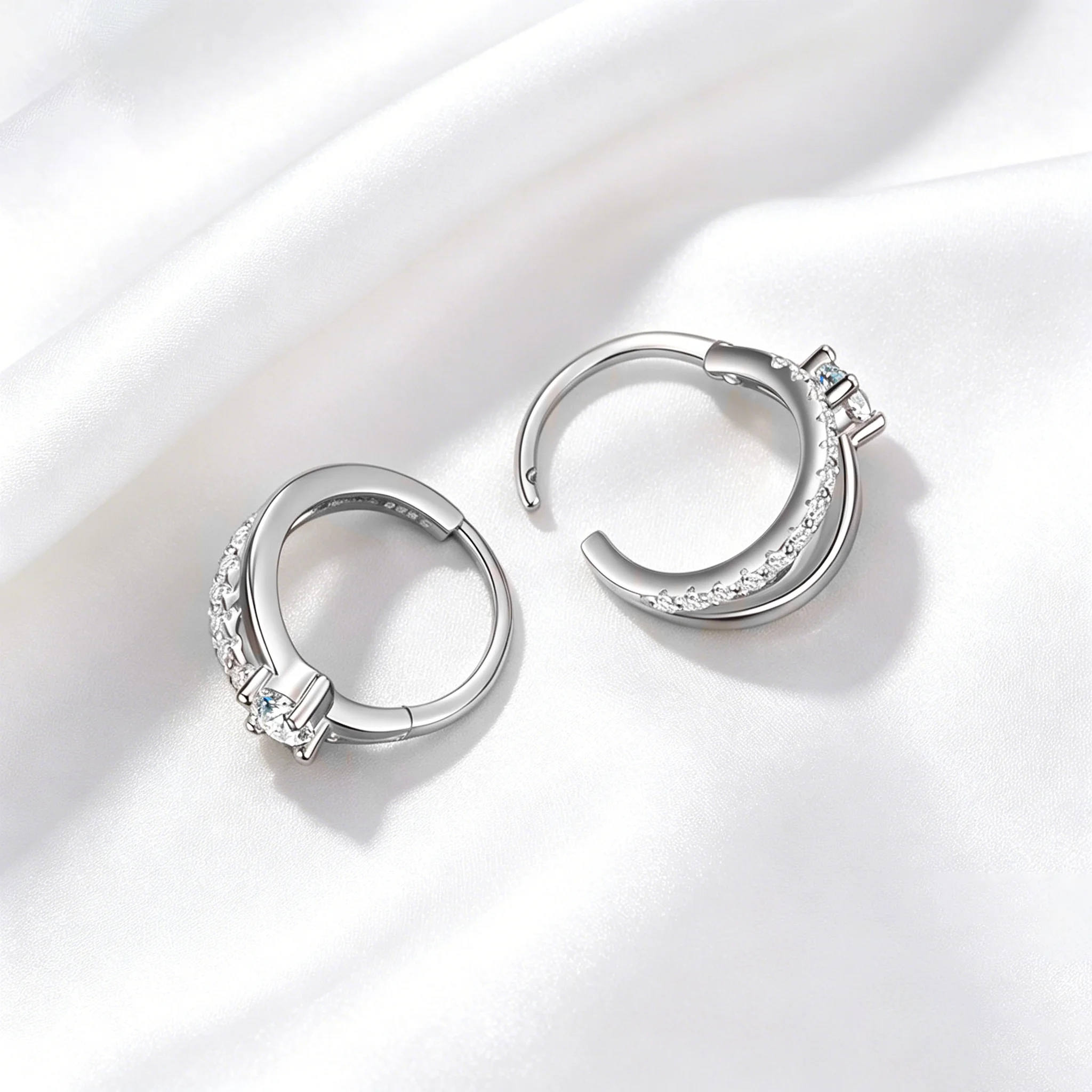TY 925 Sterling Silver Moissanite Earrings For Women D Color Lab Round Cut Moissanite Earring Hoop Jewelry Gift Women's Earrings