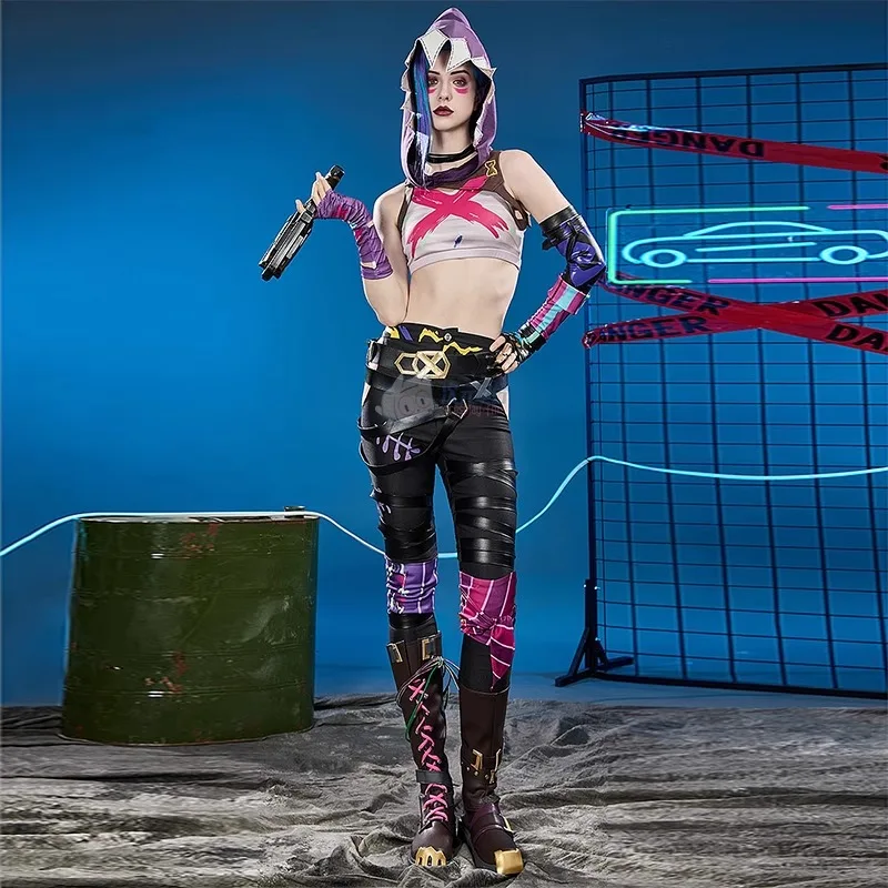 2026 Crit Prodigy Jinx Cosplay Skin Outfit Wig prop Women Carnival Costume Game LOL Arcane 2 Loose Cannon Jinx Cosplay Costume