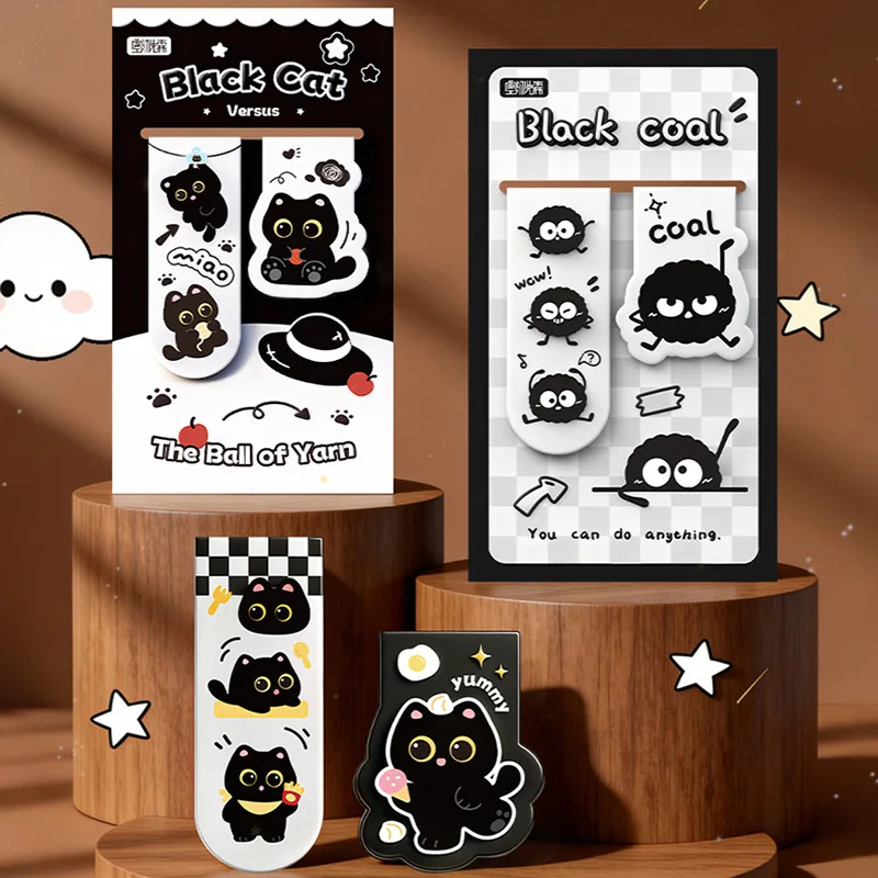 卸売-100-個黒猫磁気ブックマーク子供用かわいいブックマーク教師ギフト用リーダーアクセサリー読書ページング