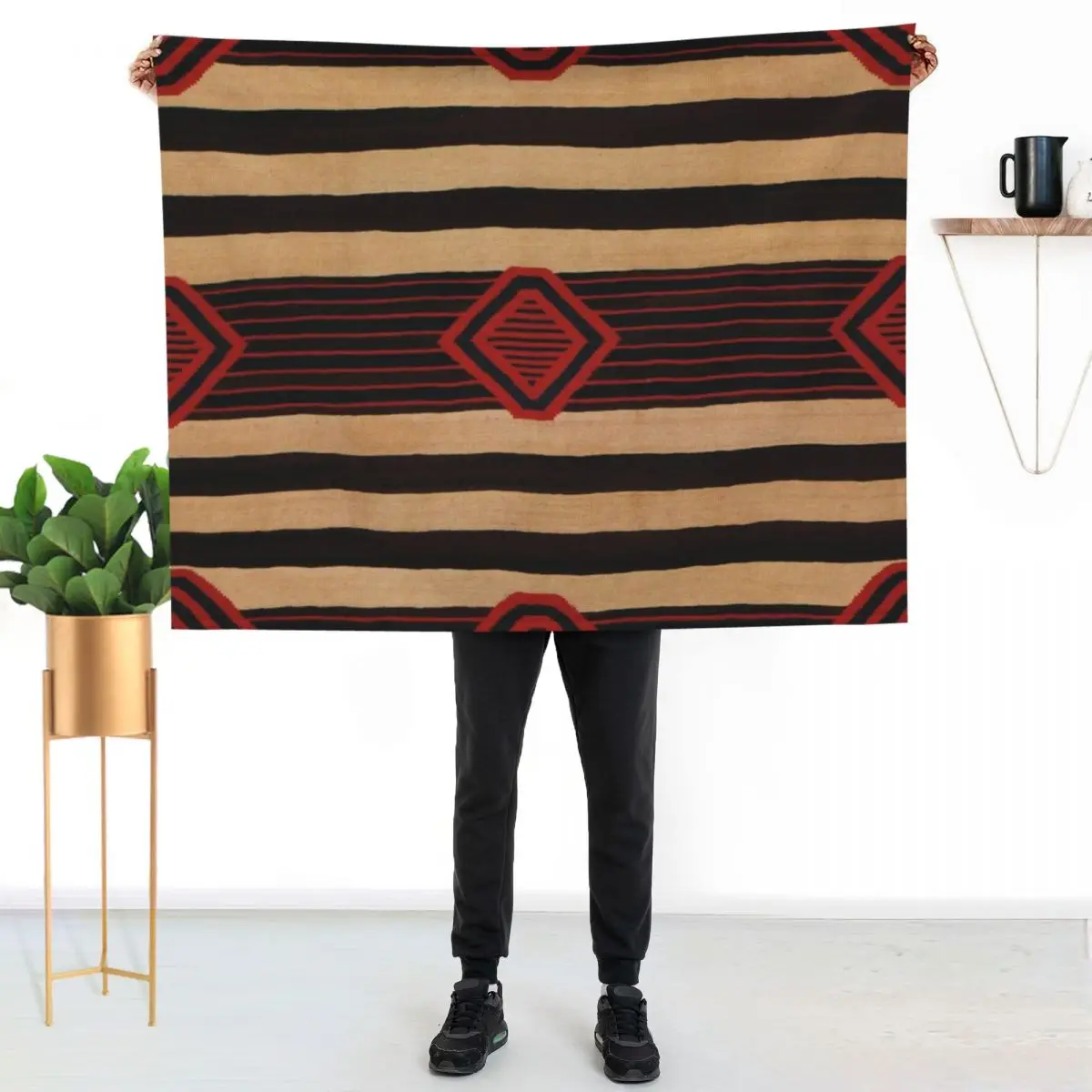 

Navajo Textile / Native American Weaving pattern 13 Throw Blanket Easy Care Comfortable Blanket for Couch