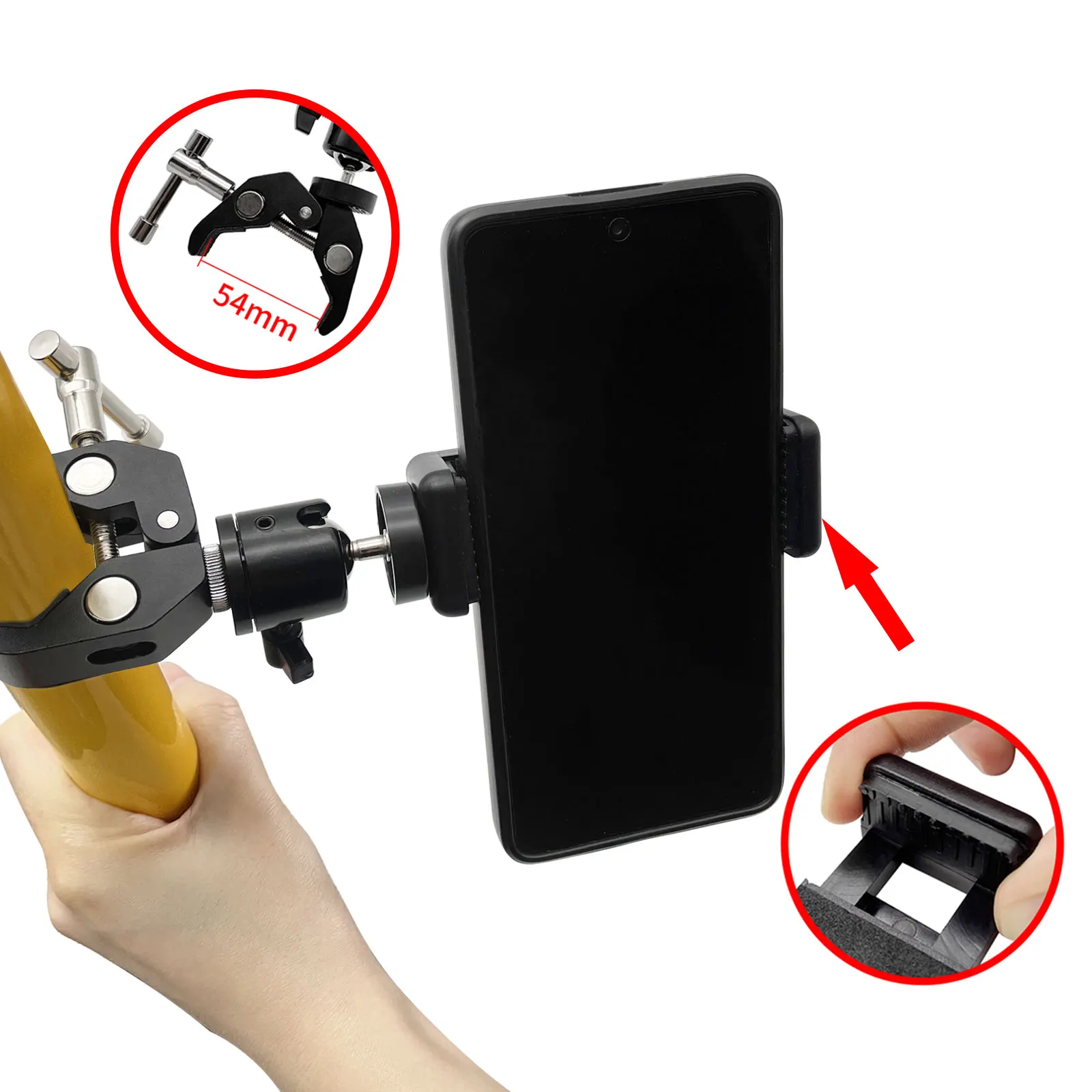 Universal Phone Holder Bracket Cradle With Pole Clamp  For GPS Total Station Survey