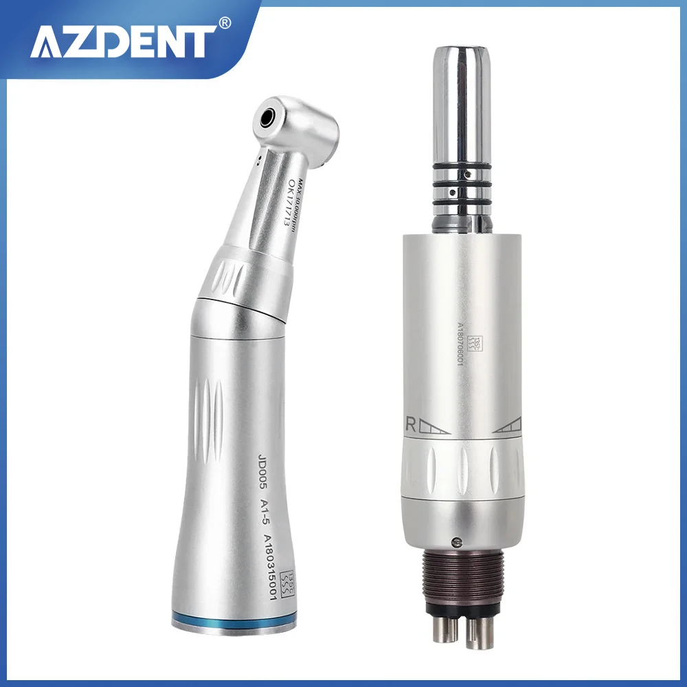 Dental Low Speed Handpiece 1:1 Push Button Contra Angle 4 Hole E-type Dental Air Motor with Internal Water Cooling System