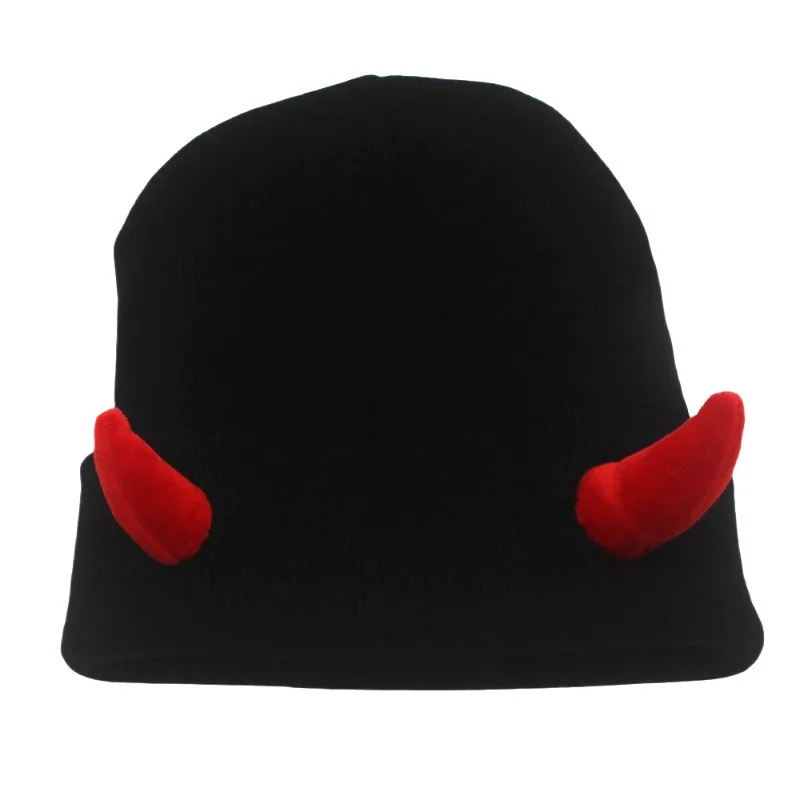 Devil Horn Hat Autumn and Winter Warm Knitted Wool Hat Halloween Horn Bald Hat Funny Hip Hop Essentials Beanie Chapeus Hats Caps