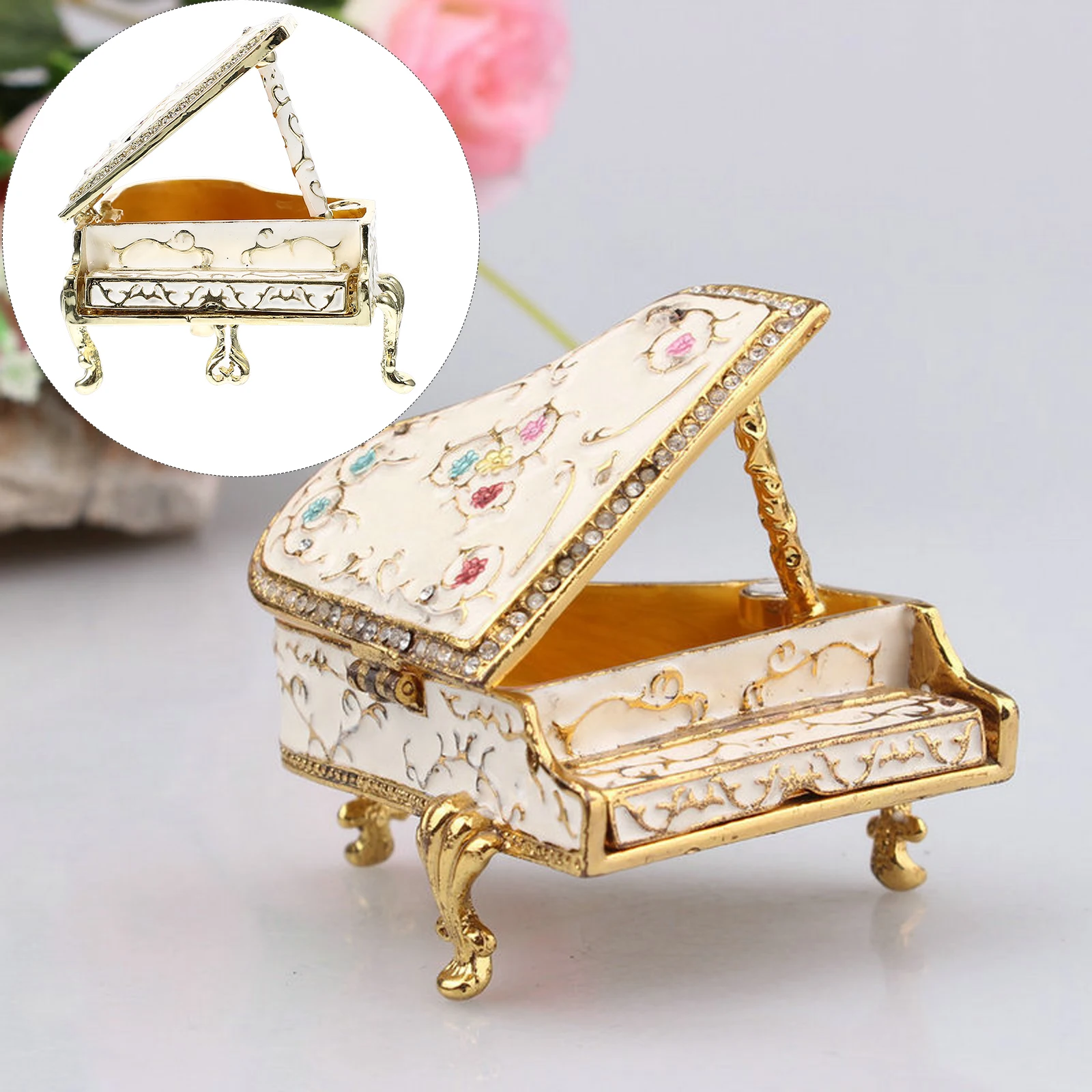 

Enamel Jewelry Box Colorful Zinc Alloy Trinket Storage Music Theme Decorative Piano Form Necklace Ring Holder Gift Idea Birthday