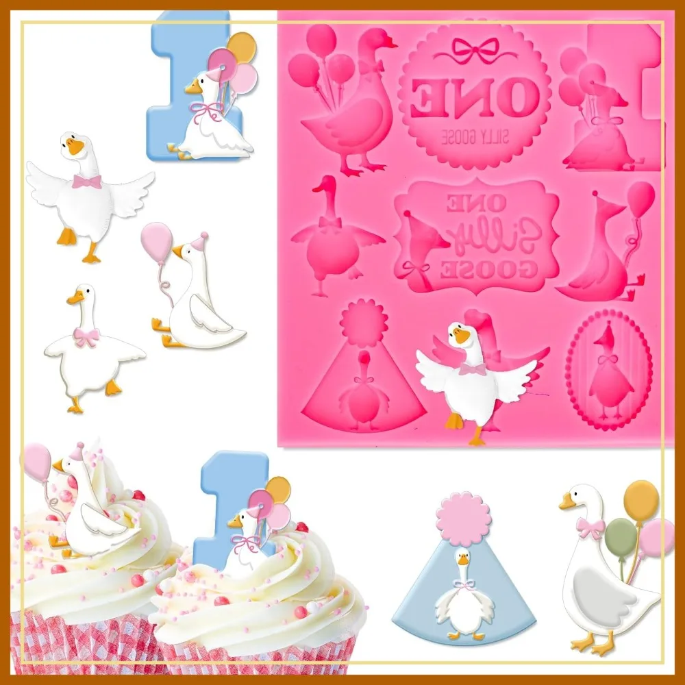 

Funny Silly Goose Silicone Mold for Birthday Cake Decor, Chocolate Candy Molding Tool for Party Baking