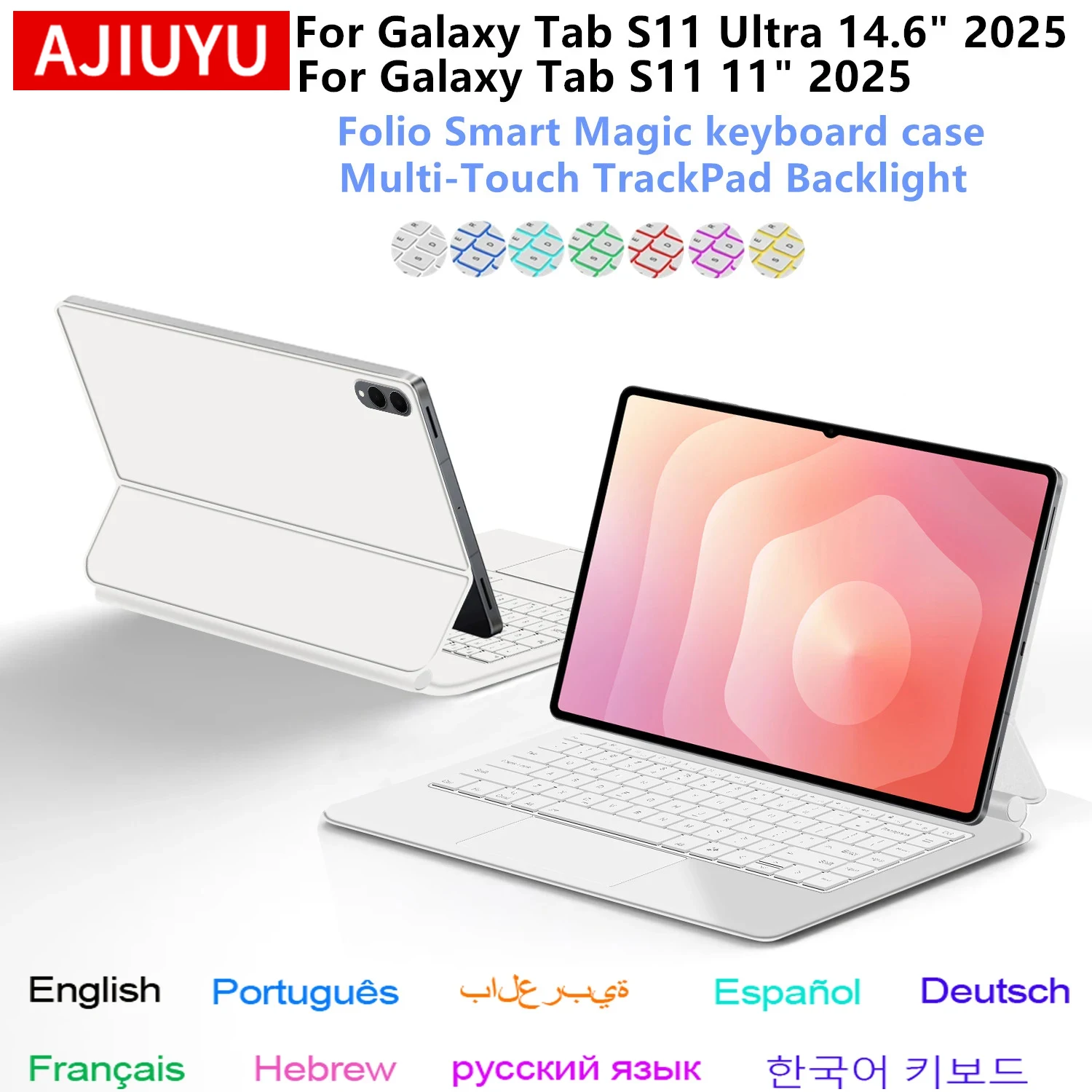 

Волшебная клавиатура с подсветкой для Samsung Galaxy Tab S11 Ultra 14,6 дюймов, чехол 2025 S11, 11-дюймовый планшет, смарт-чехол, мультисенсорный трекпад