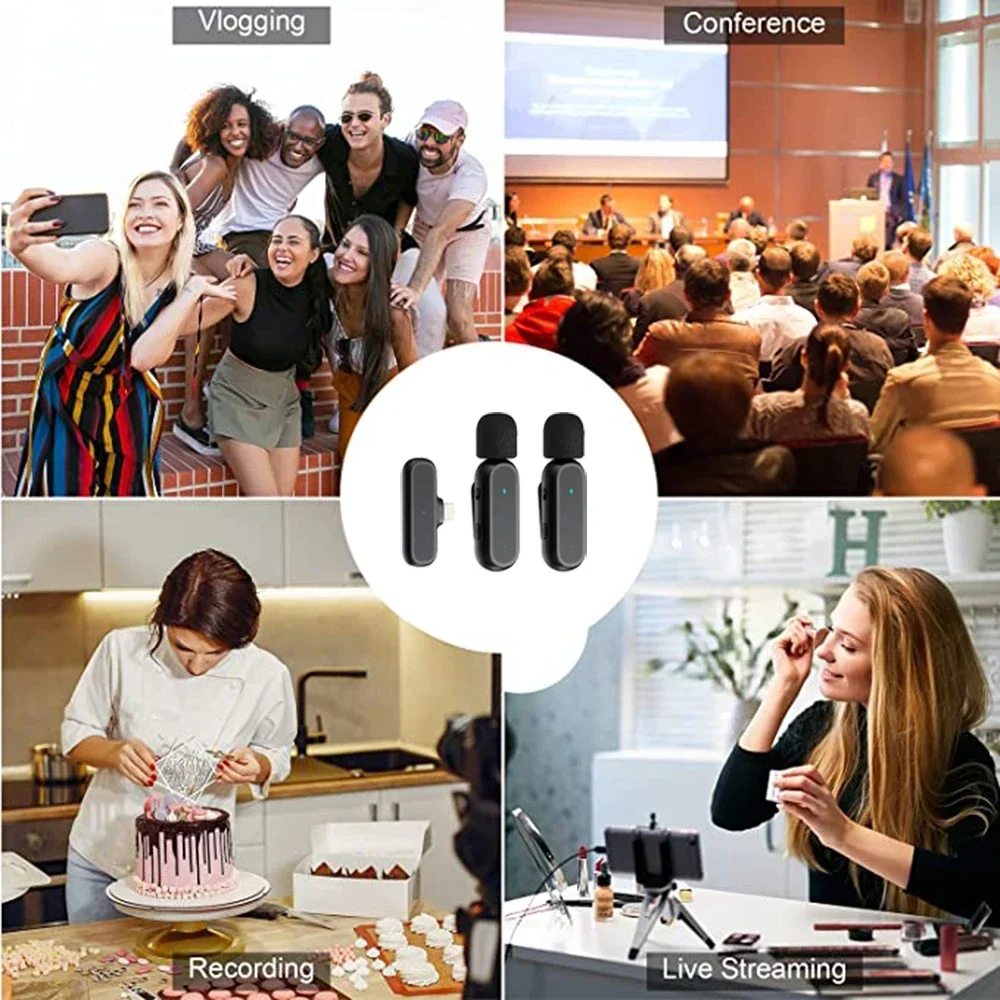 Wireless HD Radio Live Microphone K61 Dual Mic 20 Meters for Mobile Phone for Short Video Recording