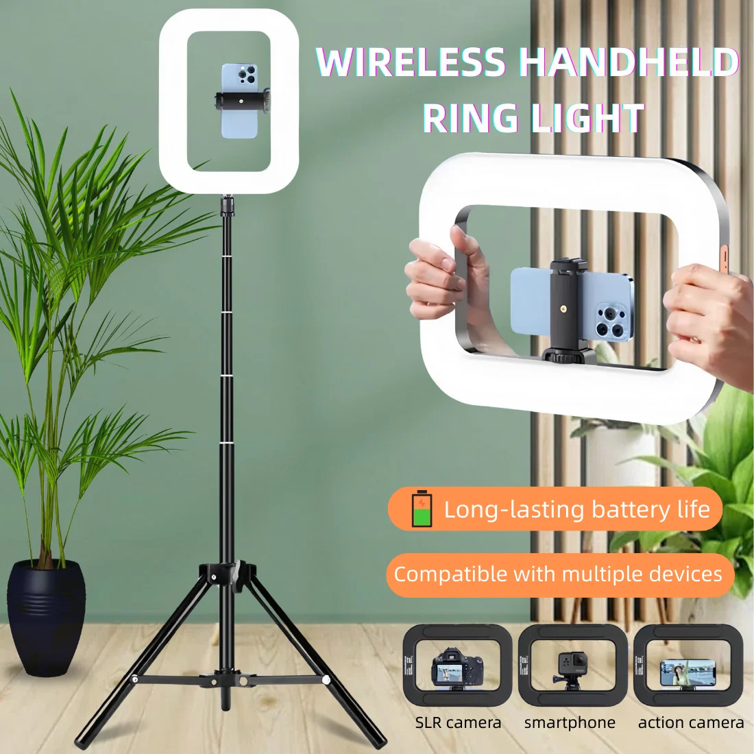 Anillo de luz LED de mano, luz de relleno portátil recargable para teléfono móvil, transmisión en vivo, fotografía, jaula de conejo de escritorio, Selfie