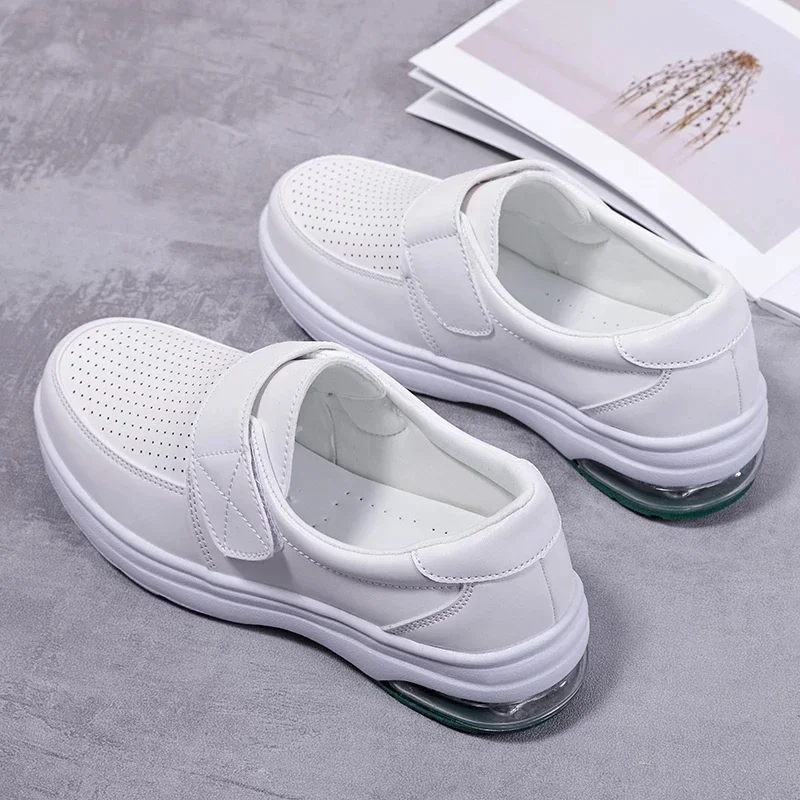 YAERNISummer Hollow Out Sport Hook Loop Casual Shoes Women Profession Cushioning Casual Sneakers Ladies Non-slip Flat Work Nurse